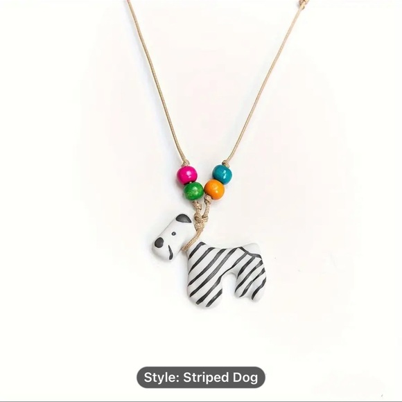 Striped Dog Pendant Necklace - Picture 1 of 2